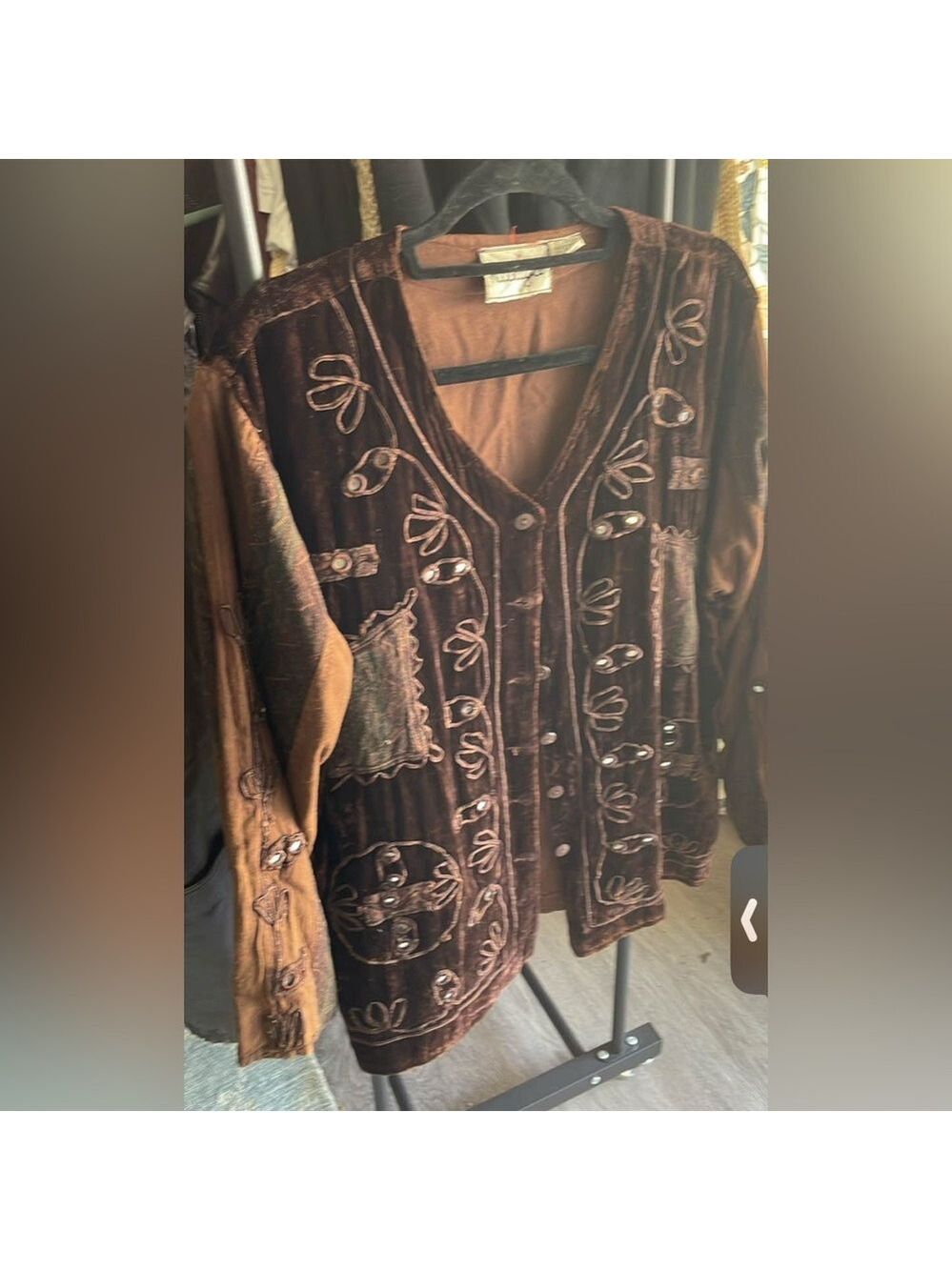 Raaga Brown Embroidered Velvet Jacket